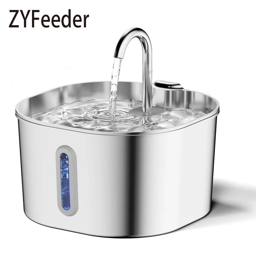 Elevate Your Pet's Hydration: 2.2L Stainless Steel Automatic Water Fountain - No Plug Needed!