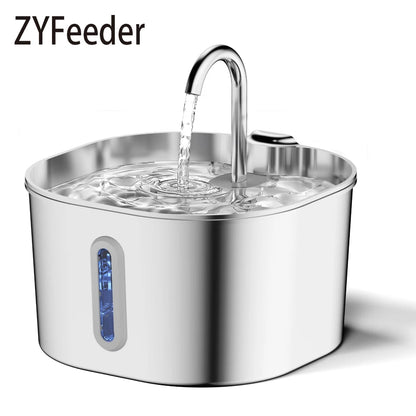 Elevate Your Pet's Hydration: 2.2L Stainless Steel Automatic Water Fountain - No Plug Needed!